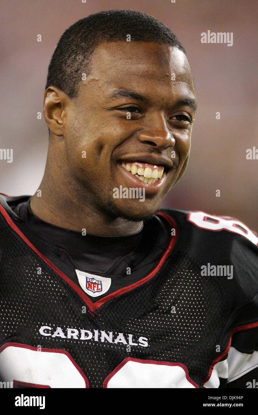 Sept. 2, 2010 - Glendale, Arizona, United States of America - Arizona  Cardinals wide receiver Early Doucet (#80) smiles on the sidelines during a preseason  game against the Washington Redskins at University