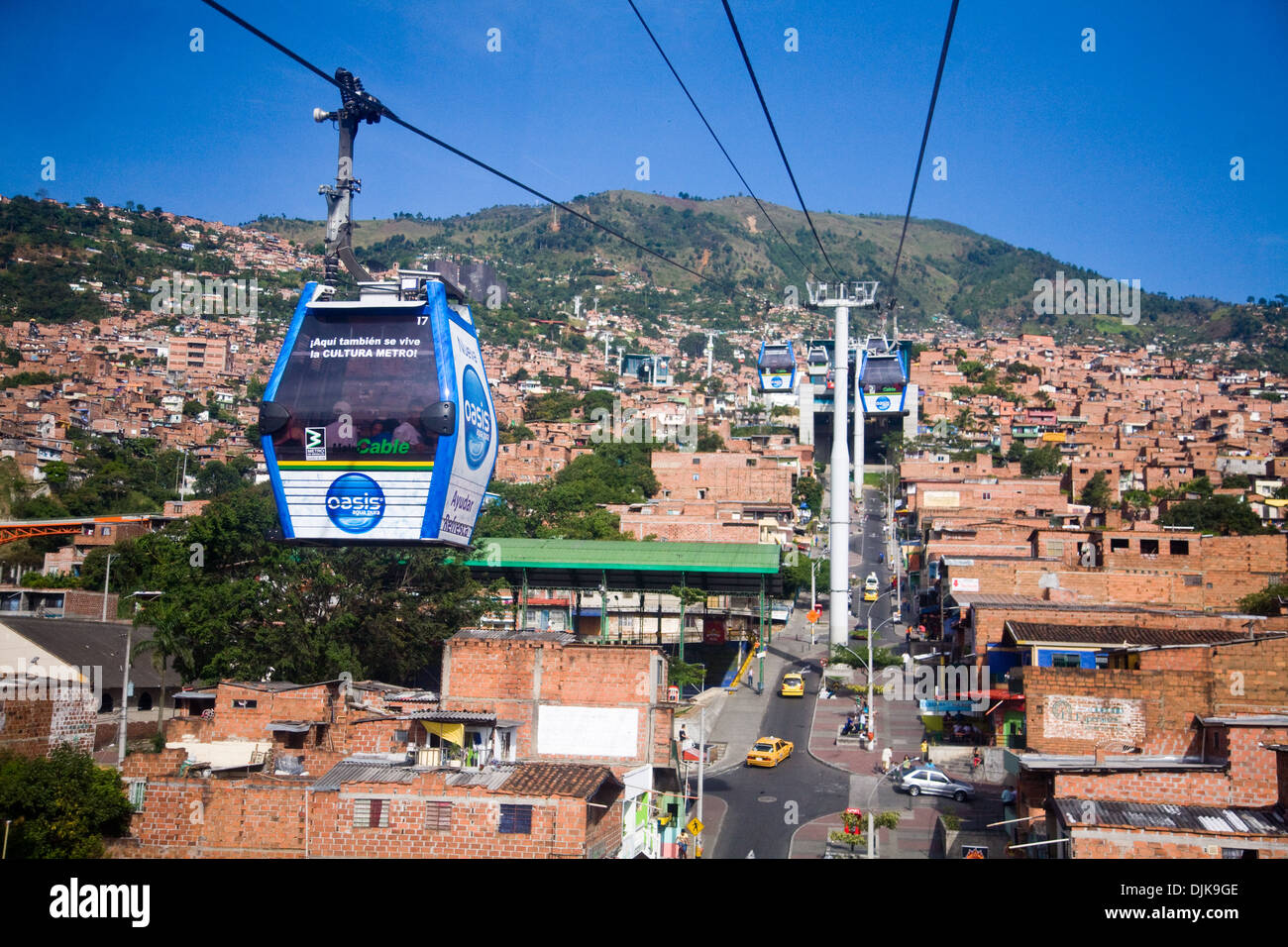 Medellin's slums seen from the cable car, Colombia Stock Photo