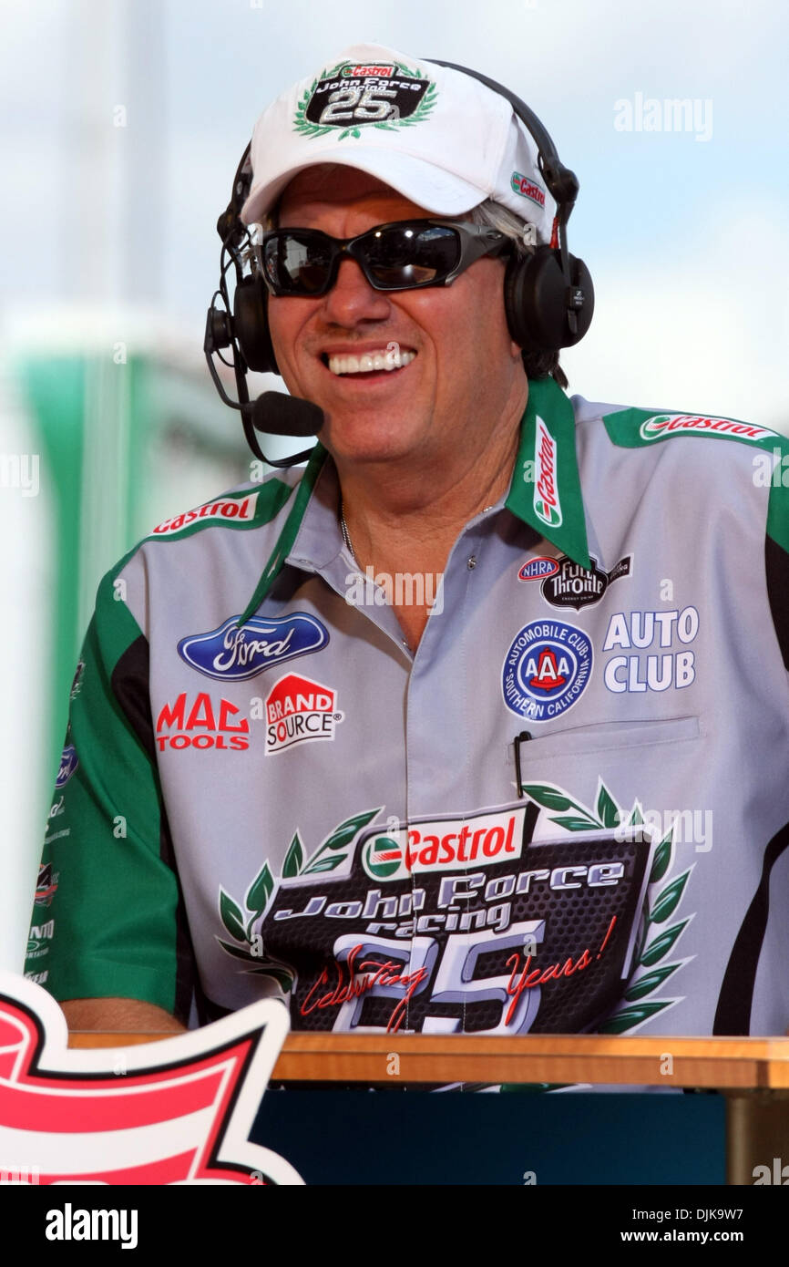 Sep. 03, 2010 - Indianapolis, Indiana, United States of America - 03 September 2010: John Force waits to be interviewed on ESPN. The Mac Tools U.S. Nationals were held at O'Reilly Raceway Park in Indianapolis, Indiana. (Credit Image: © Alan Ashley/Southcreek Global/ZUMApress.com) Stock Photo