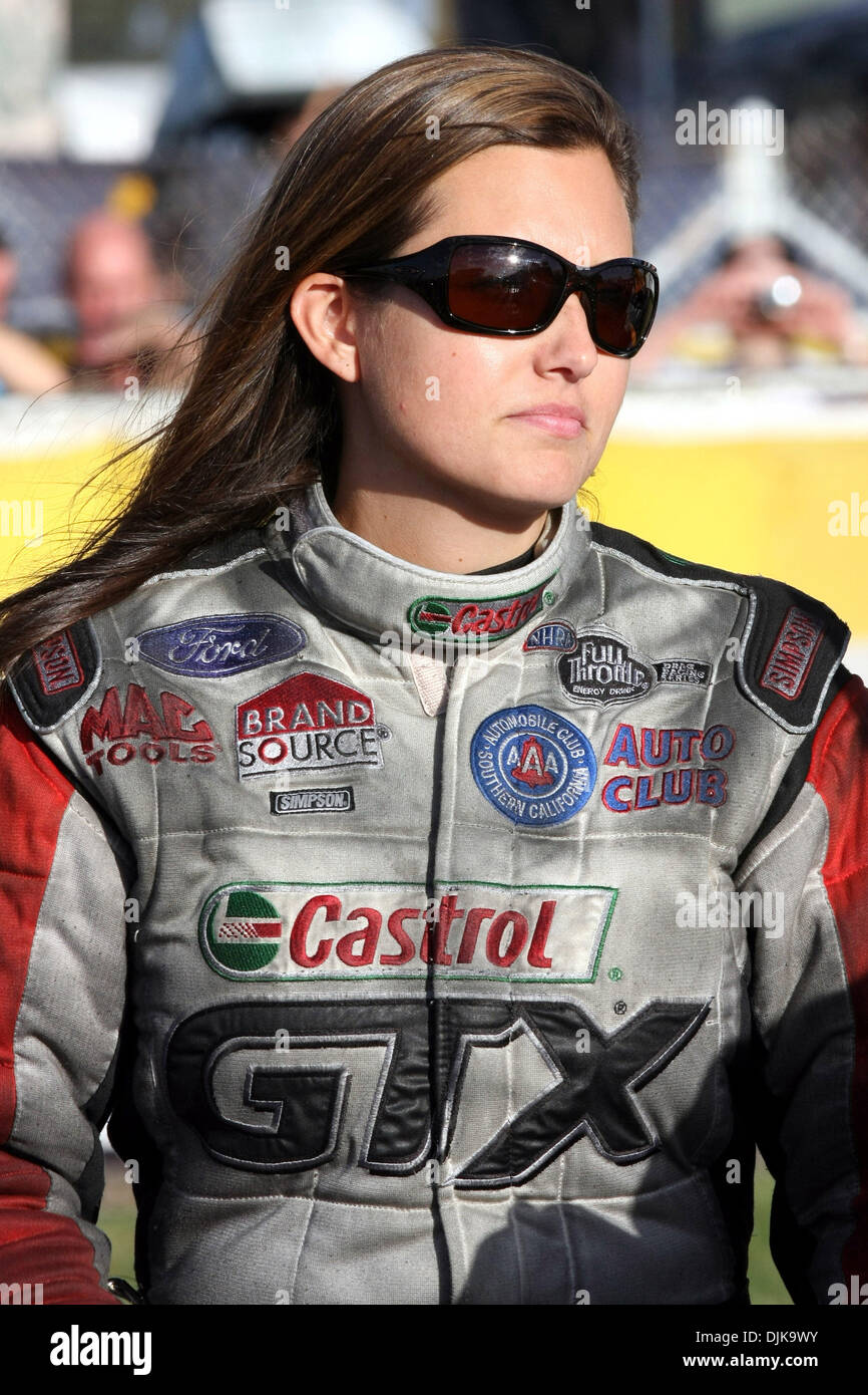 Sep. 03, 2010 - Indianapolis, Indiana, United States of America - 03 September 2010: Ashley Force-Hood waits for driver introductions. The Mac Tools U.S. Nationals were held at O'Reilly Raceway Park in Indianapolis, Indiana. (Credit Image: © Alan Ashley/Southcreek Global/ZUMApress.com) Stock Photo