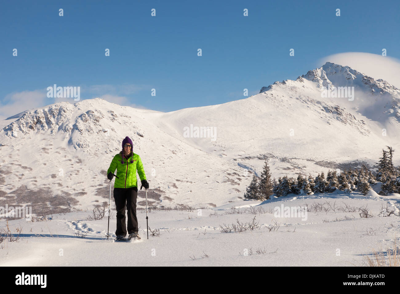Woman snowshoeing low angle view hires stock photography and images Alamy