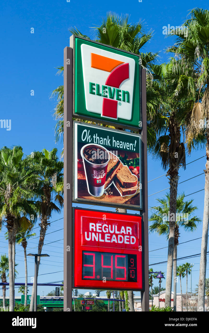 7-Eleven gas station and convenience store, Central Florida, USA Stock Photo