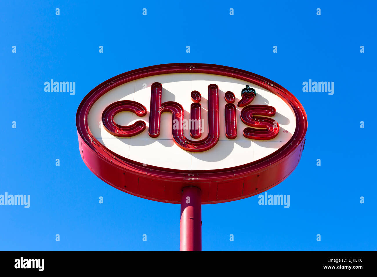 Chili's restaurant sign, Central Florida, USA Stock Photo