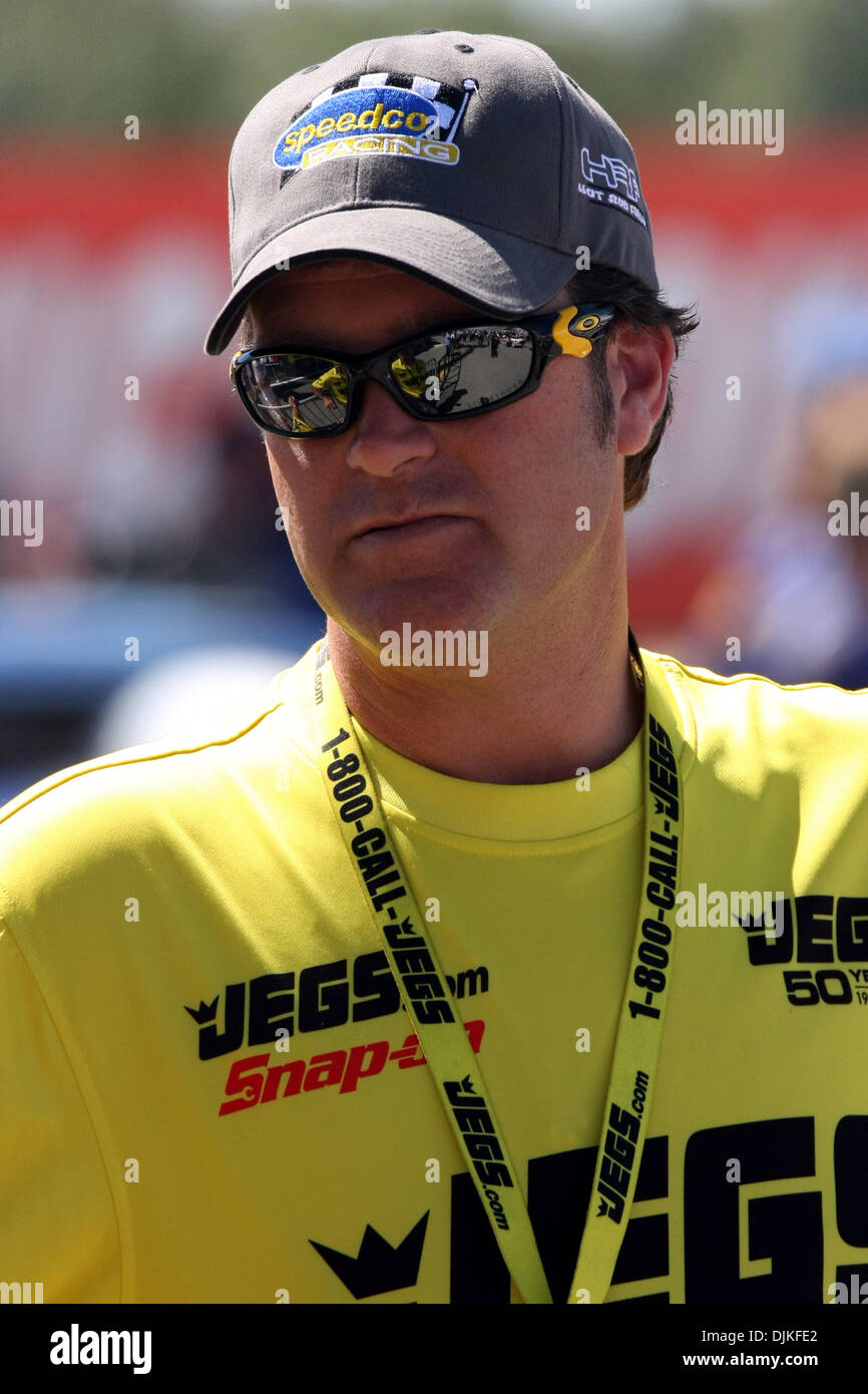 Sep. 05, 2010 - Indianapolis, Indiana, United States of America - 05 September 2010: Jeg Coughlin Jr. waits in the staging area. The Mac Tools U.S. Nationals were held at O'Reilly Raceway Park in Indianapolis, Indiana. (Credit Image: © Alan Ashley/Southcreek Global/ZUMApress.com) Stock Photo