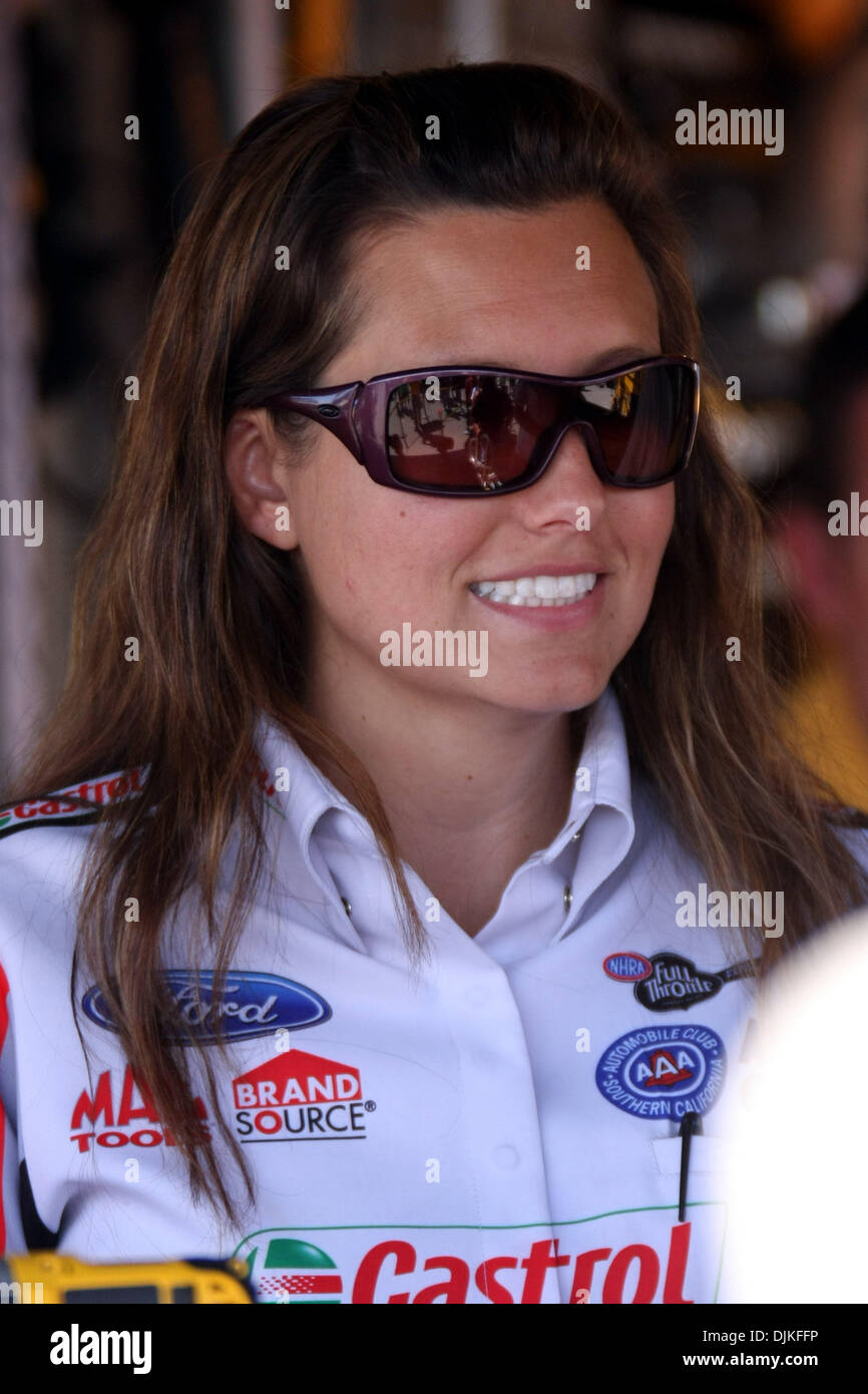 Sept. 5, 2010 - Indianapolis, Indiana, United States of America - 05 September2010: Ashley Force-Hood smiles while signing autographs. The U.S. Nationals were held at O'Reilly Raceway Park in Indianapolis, Indiana. (Credit Image: © Alan Ashley/Southcreek Global/ZUMApress.com) Stock Photo