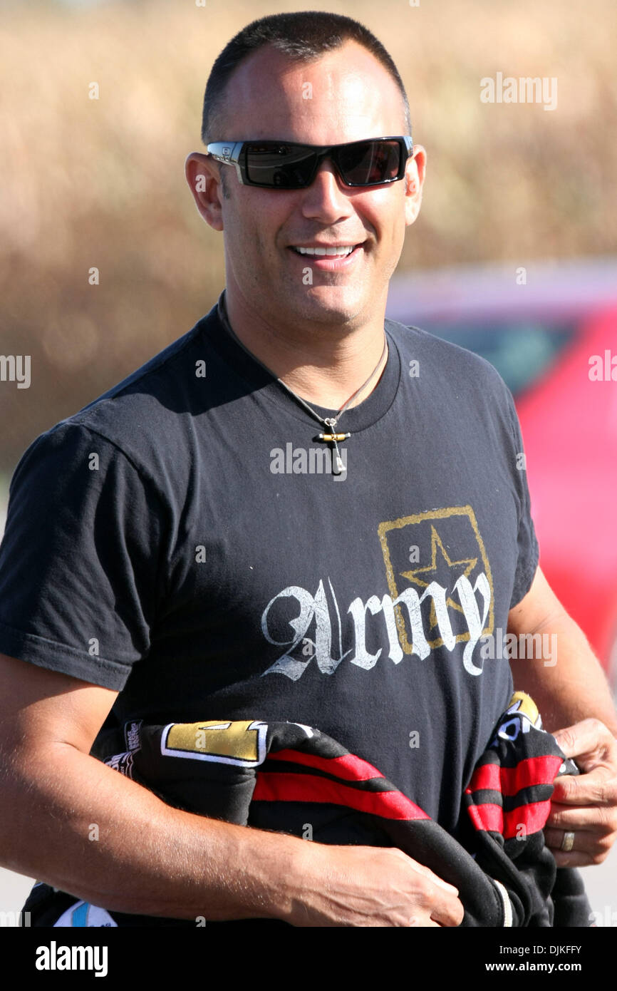 Sept. 5, 2010 - Indianapolis, Indiana, United States of America - 05 September2010: Tony Schumacher smiles while waiting in the staging area. The U.S. Nationals were held at O'Reilly Raceway Park in Indianapolis, Indiana. (Credit Image: © Alan Ashley/Southcreek Global/ZUMApress.com) Stock Photo