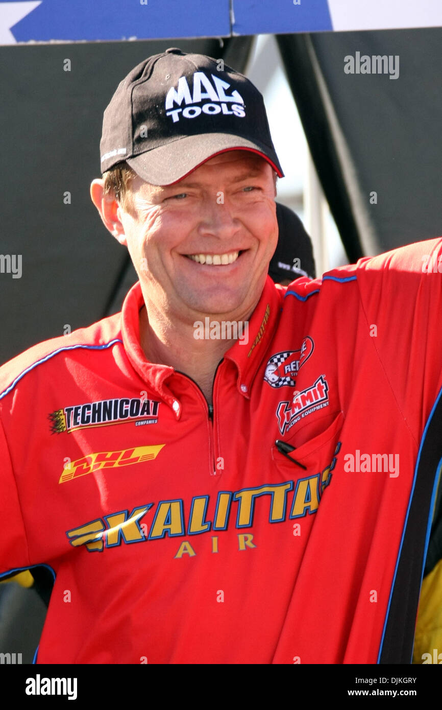 Sept. 6, 2010 - Indianapolis, Indiana, United States of America - 06 September2010: Dave Grubnic smiles and waves to the crowd. The U.S. Nationals were held at O'Reilly Raceway Park in Indianapolis, Indiana. (Credit Image: © Alan Ashley/Southcreek Global/ZUMApress.com) Stock Photo