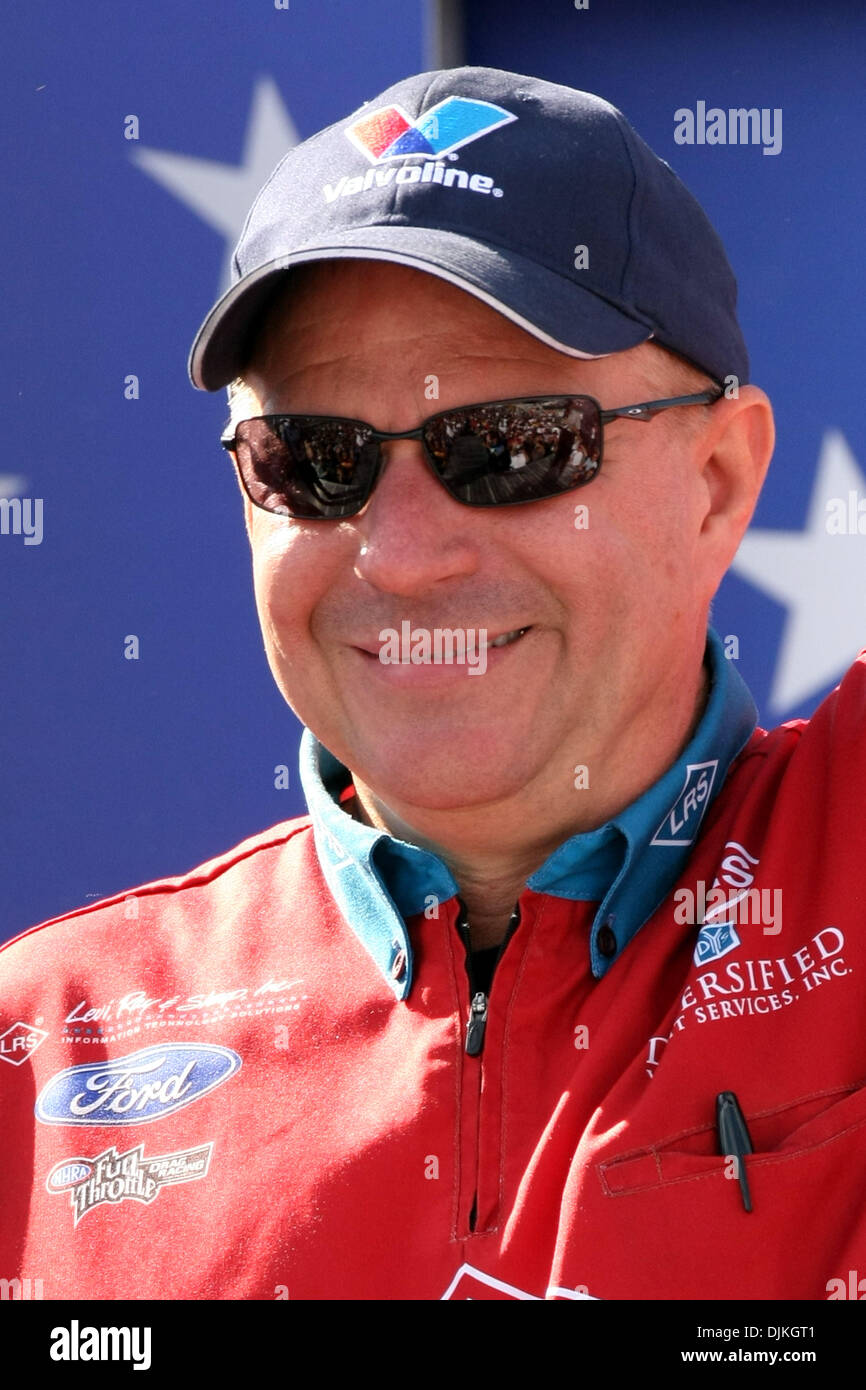 Sept. 6, 2010 - Indianapolis, Indiana, United States of America - 06 September2010: Tim Wilkerson smiles during driver introductions. The U.S. Nationals were held at O'Reilly Raceway Park in Indianapolis, Indiana. (Credit Image: © Alan Ashley/Southcreek Global/ZUMApress.com) Stock Photo