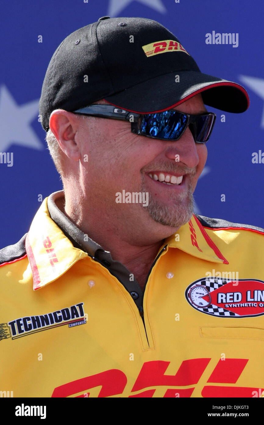 Sept. 6, 2010 - Indianapolis, Indiana, United States of America - 06 September2010: Jeff Arend smiles during driver introductions. The U.S. Nationals were held at O'Reilly Raceway Park in Indianapolis, Indiana. (Credit Image: © Alan Ashley/Southcreek Global/ZUMApress.com) Stock Photo