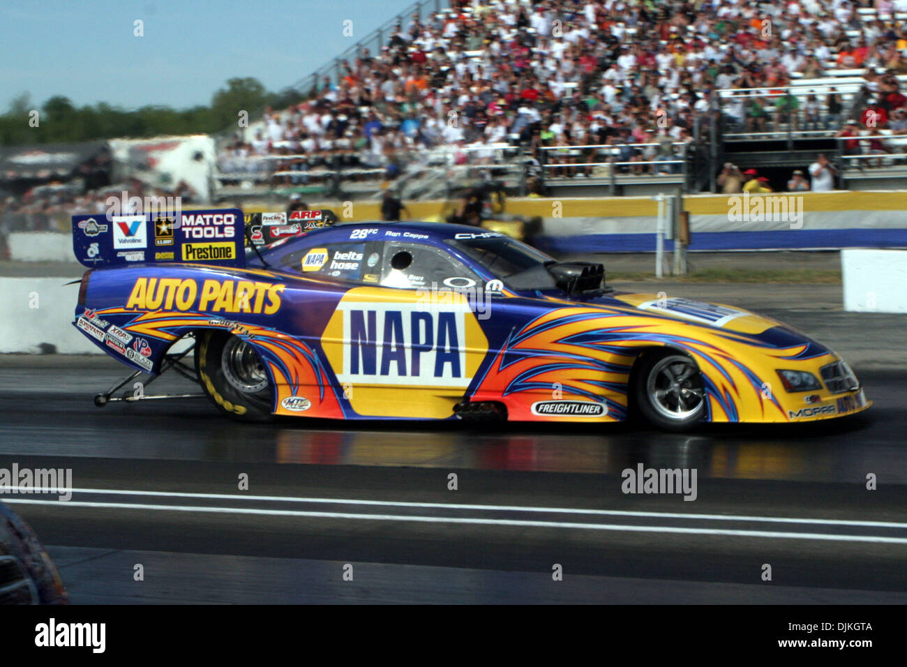 Sept. 6, 2010 - Indianapolis, Indiana, United States of America - 06 September2010: Ron Capps heads down track during eliminations. The U.S. Nationals were held at O'Reilly Raceway Park in Indianapolis, Indiana. (Credit Image: © Alan Ashley/Southcreek Global/ZUMApress.com) Stock Photo