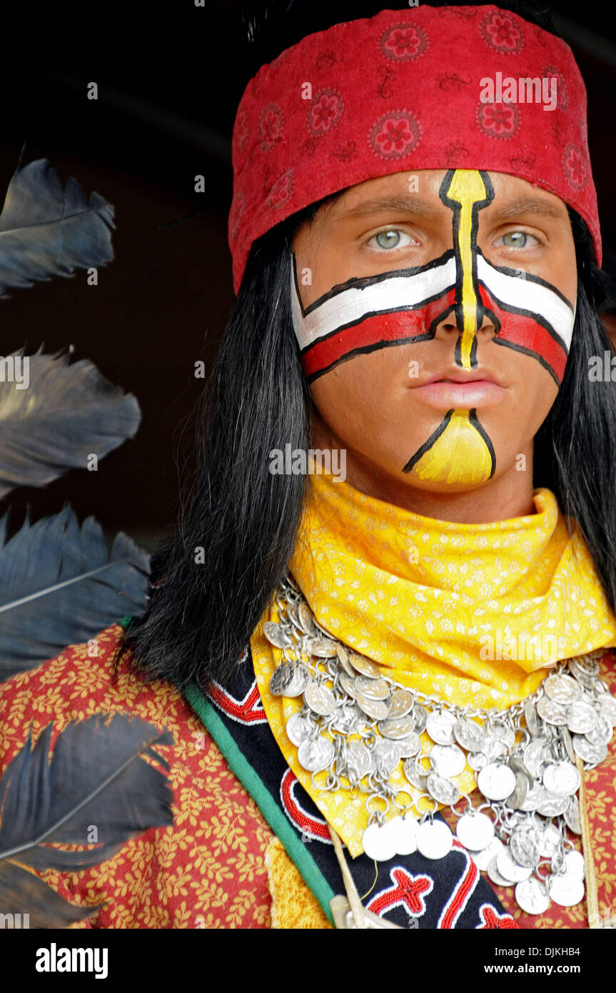 Sept. 7, 2010 - Jacksonville, Florida, United States of America - January 4, 2010: FSU Mascot Chief Osceola prepares to take the field. FSU defeated Samford 59-6 at Doak Campbell Stadium in Tallahassee, Florida. (Credit Image: © Mike Olivella/ZUMApress.com) Stock Photo