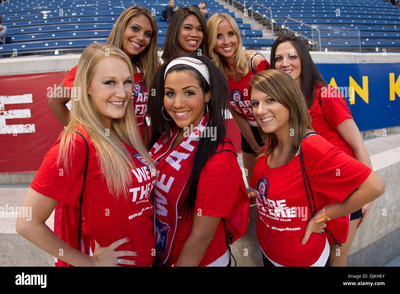 Sept. 8, 2010 - Bridgeview, Illinois, United States of America - Chicago Fire cheerleaders before the start of the MLS game between the Chicago Fire and Toronto FC at Toyota Park in Bridgeview, IL. The Fire and Toronto FC played to a 0-0 tie. (Credit Image: © Geoffrey Siehr/Southcreek Global/ZUMApress.com) Stock Photo