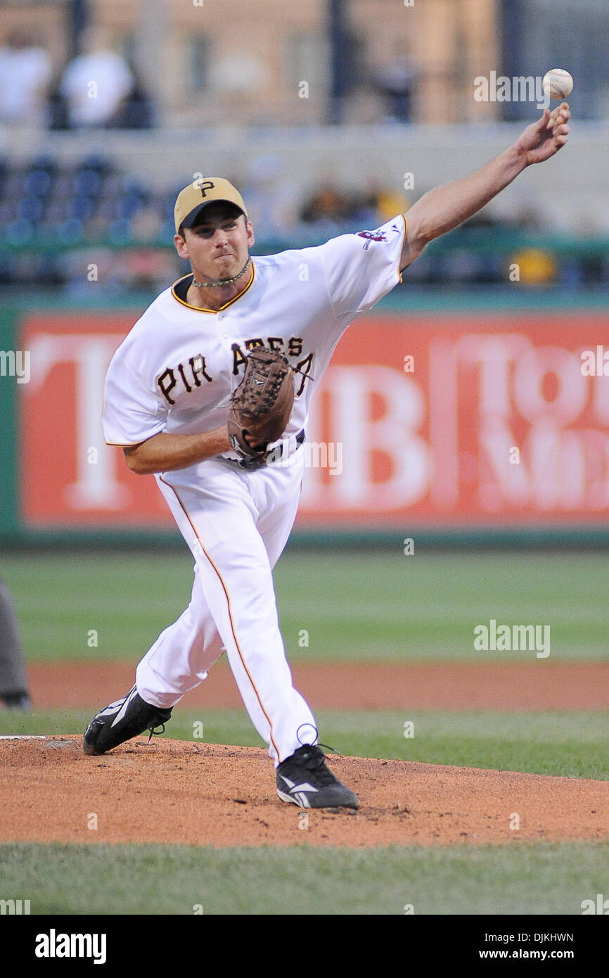 Sept. 8, 2010 - Pittsburgh, PENNSYLVANNIA, United States of America - Pittsburgh Pirates' starting pitcher ZACH DUKE (57) makes his release from the mound in the first inning as the Pirates take on the Braves at PNC Park in Pittsburgh, PA....Atlanta Braves defeat the Pittsburgh Pirates, 9-3  (Credit Image: © Dean Beattie/Southcreek Global/ZUMApress.com) Stock Photo