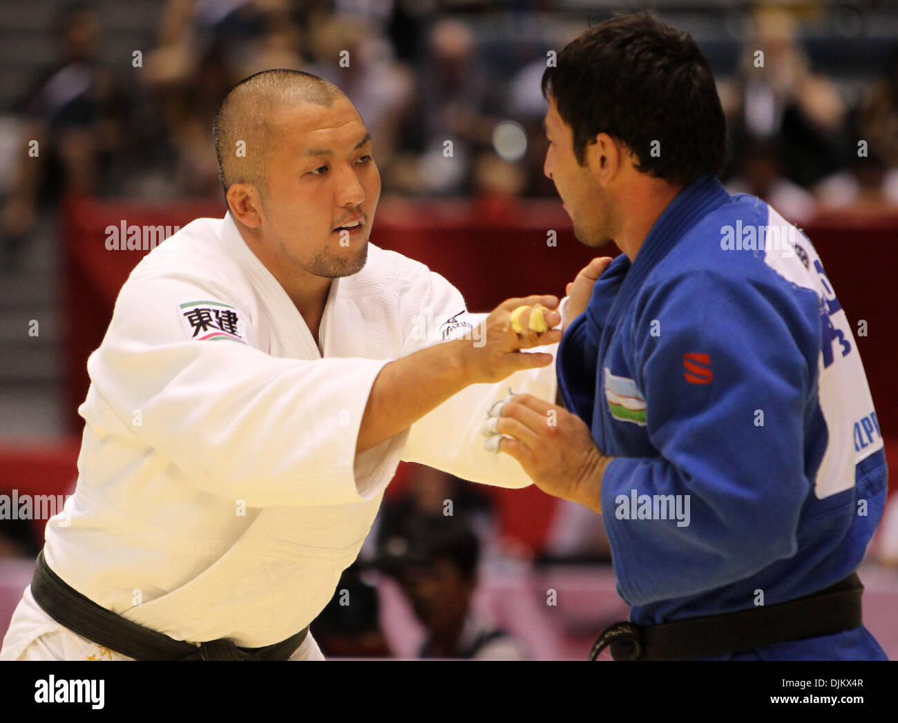 Sept. 13, 2010 - Tokyo, Japan - KEIJI SUZUKI of Japan and RAMZIDDIN of Uzbekistan compete in the Men's open category match during the World Judo Championships Tokyo 2010 at the Yoyogi National Gymnasium in Tokyo, Japan. SUZUKI came 3rd in this competition. (Credit Image: © Junko Kimura/Jana/ZUMApress.com) Stock Photo