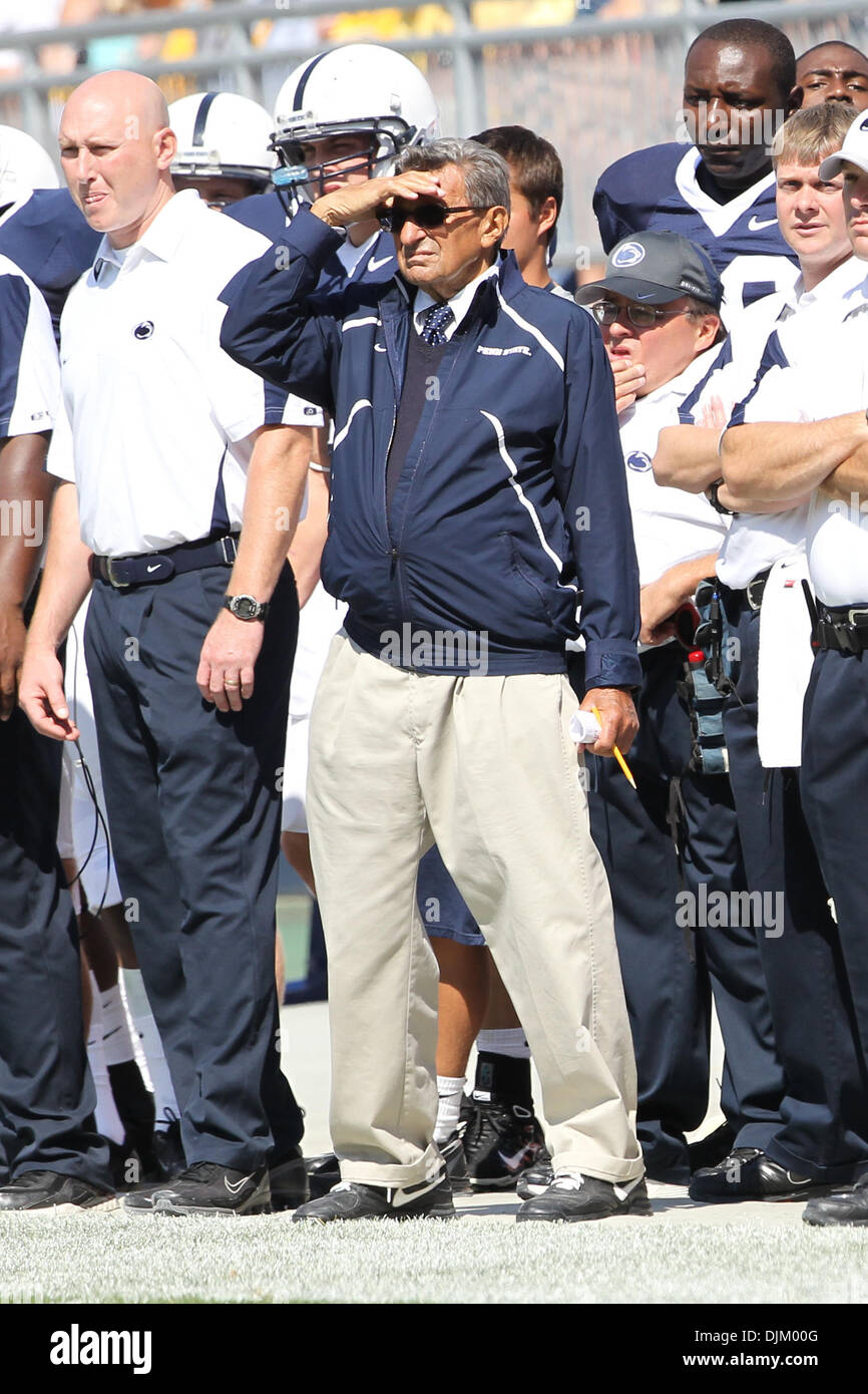Sept. 18, 2010 - University Park, Pennsylvania, United States of America - Penn State Nittany Lions head Coach Joe Paterno during action in the game at Beaver Stadium in University Park, Pennsylvania. (Credit Image: © Alex Cena/Southcreek Global/ZUMApress.com) Stock Photo