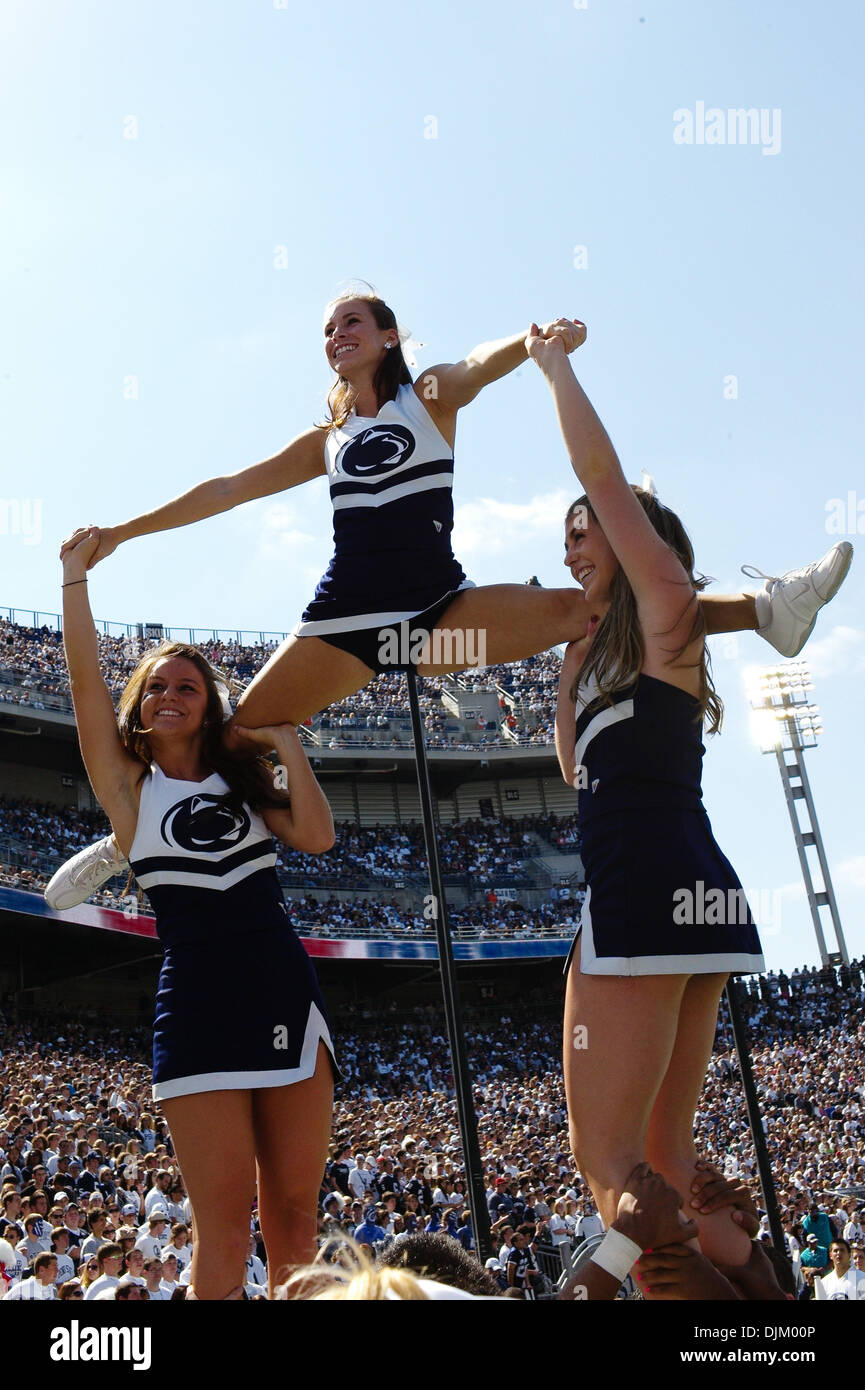 Sept. 18, 2010 - University Park, Pennsylvania, United States of America - Penn State Nittany Lions Cheerleaders during action in the game at Beaver Stadium in University Park, Pennsylvania. (Credit Image: © Alex Cena/Southcreek Global/ZUMApress.com) Stock Photo