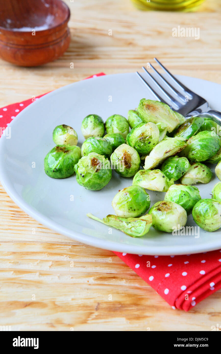 garnish of roasted brussels sprouts, food Stock Photo