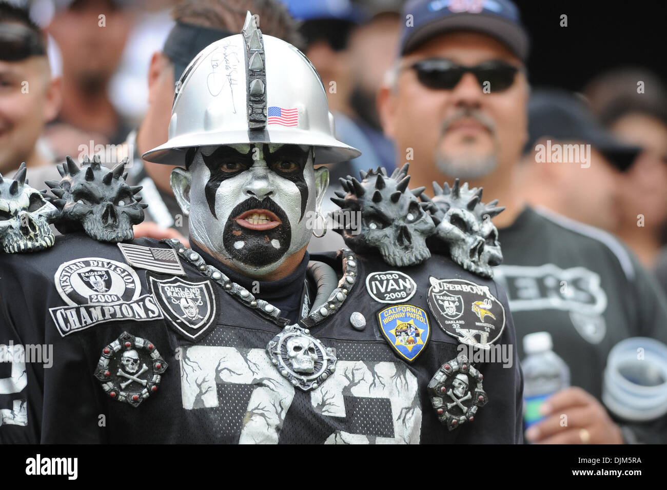 United States of America - A Raiders fan cheers on his team during the NFL ...