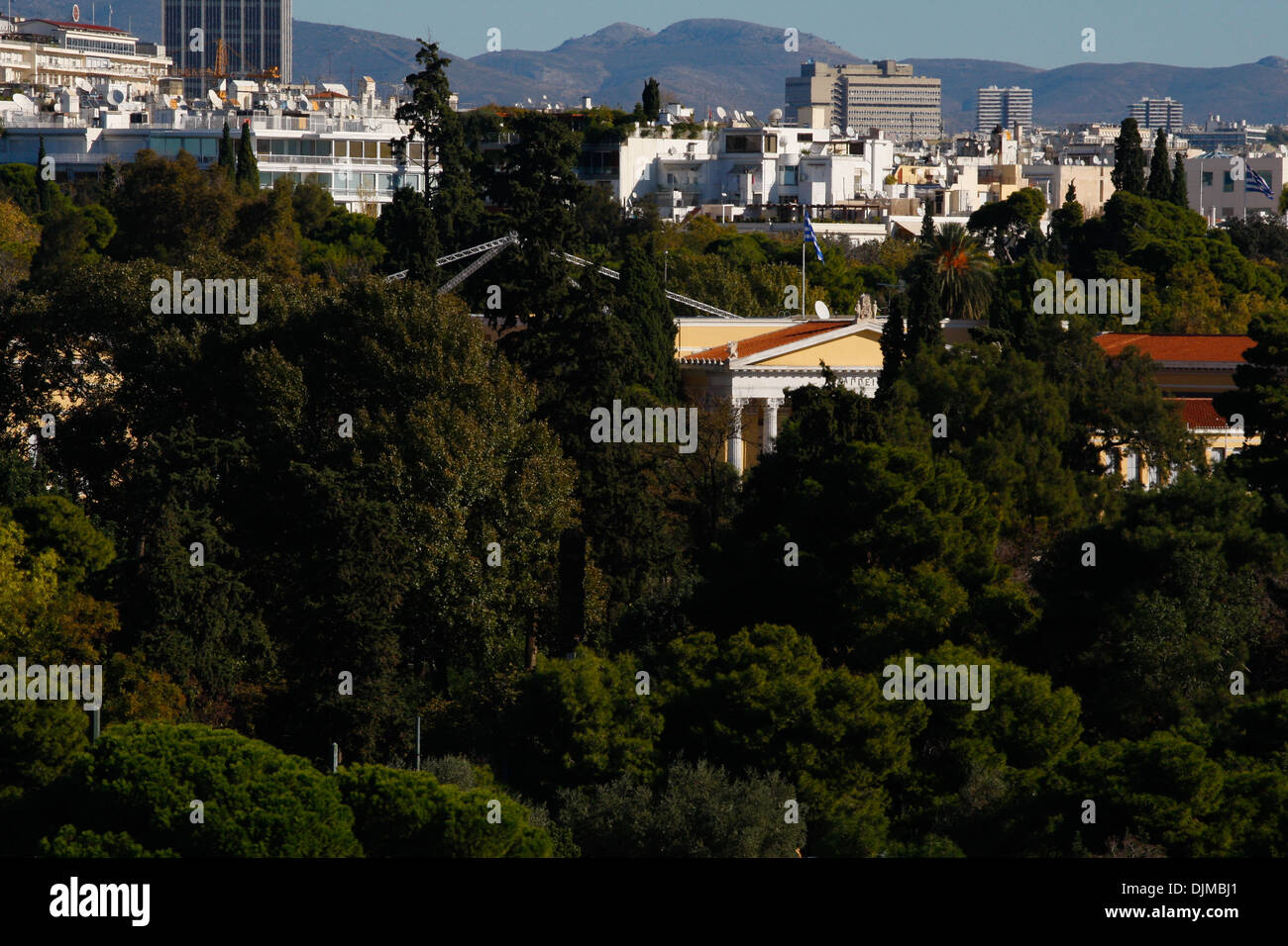 The historic center of Athens from Hotel rooftops Stock Photo Alamy
