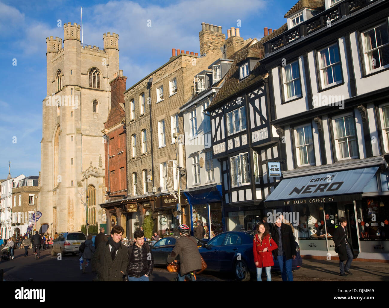 Great St Mary's church and historic buildings King's Parade, Cambridge, England Stock Photo
