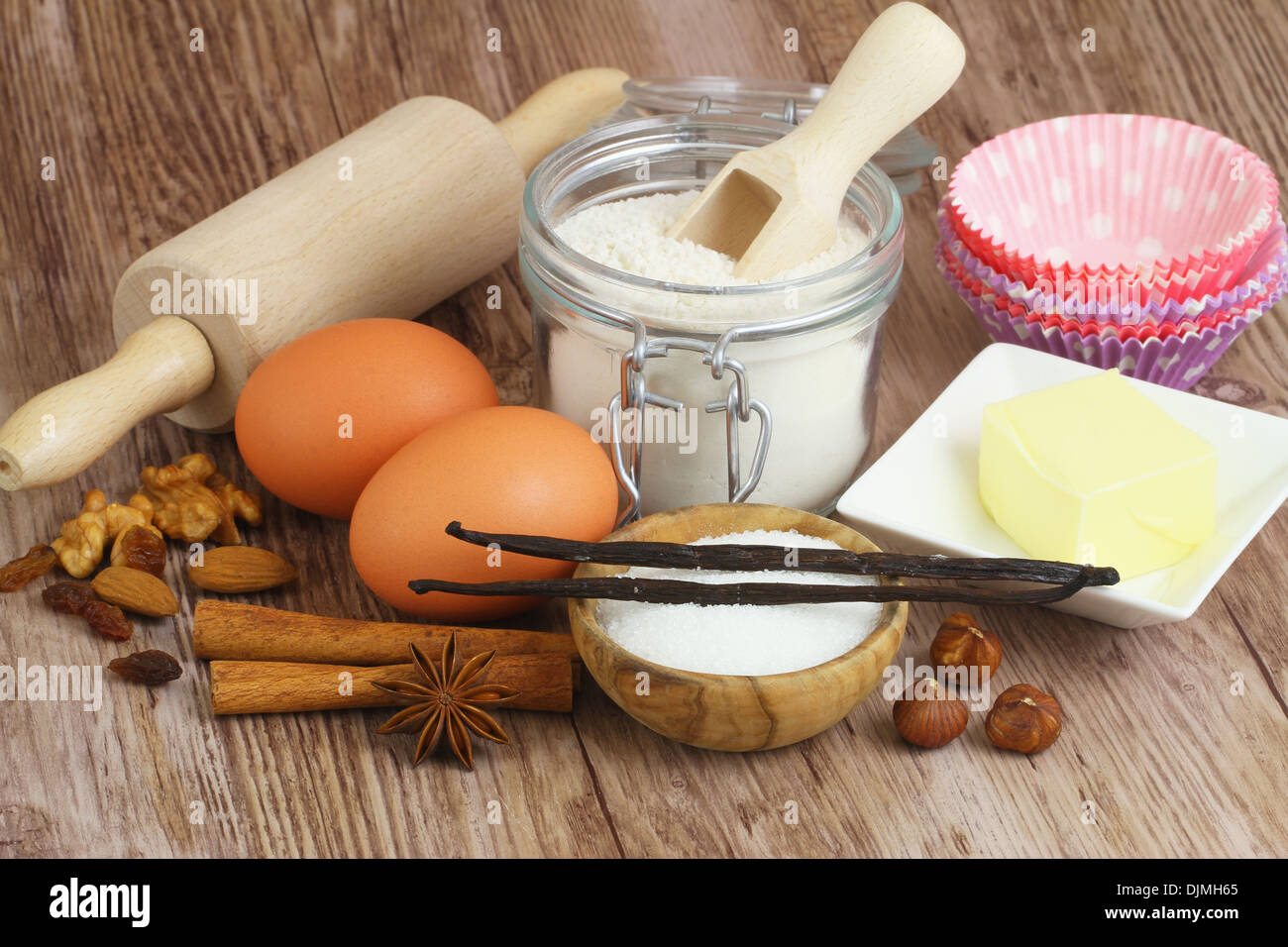 Selection of baking ingredients Stock Photo Alamy