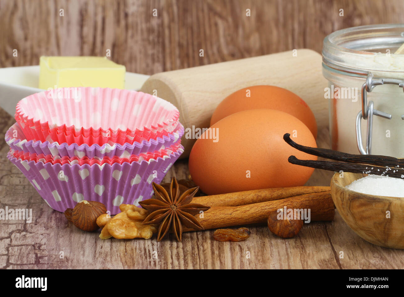 Selection of baking ingredients Stock Photo Alamy