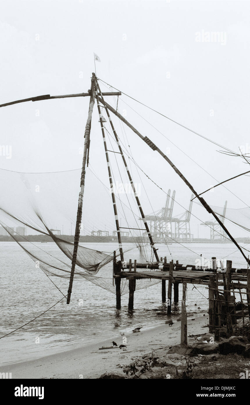 Chinese fishing nets in Fort Kochi Cochin in Kerala in South India