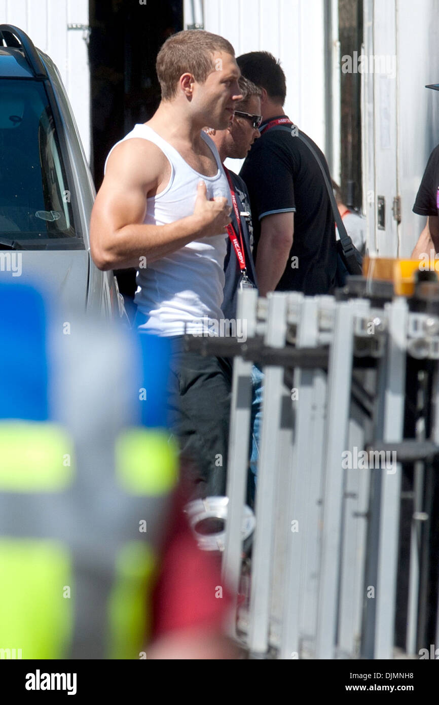 Australian actor Jai Courtney on film set for 'A Good Day to Die Hard' Hungary Budapest - 11.05.12 Stock Photo