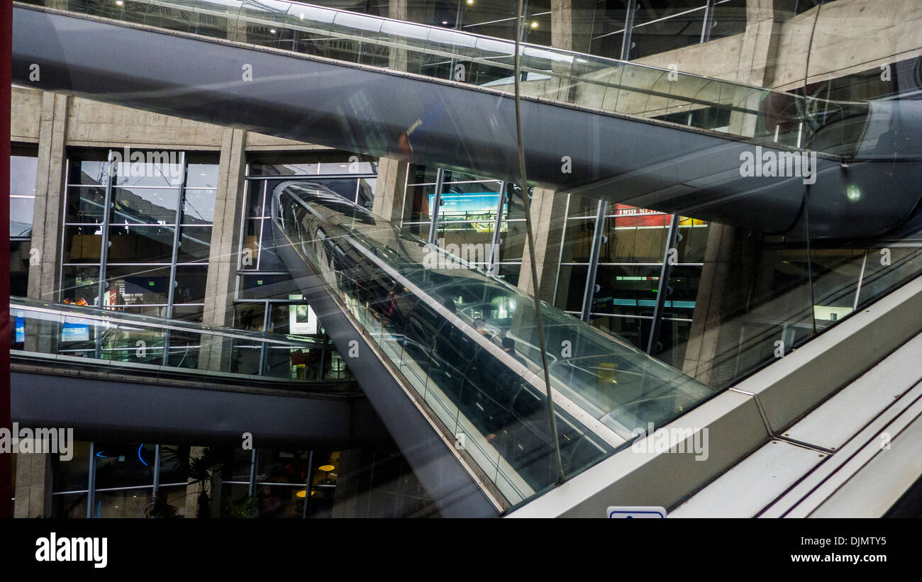 Moving walkways at Charles De Gaulle Airport outside Paris France Stock Photo