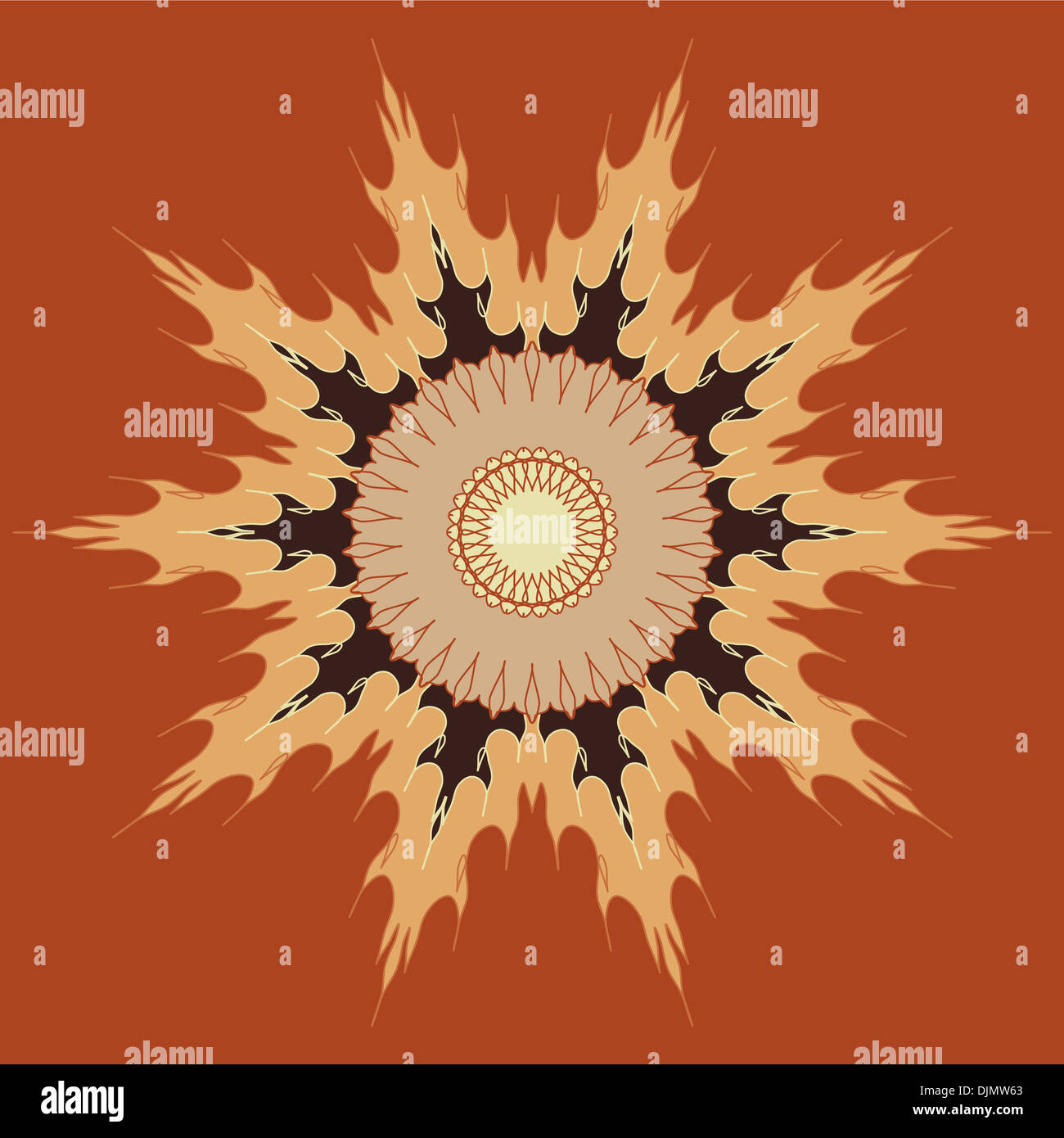 Artistic mandala pattern in brown and beige Stock Photo