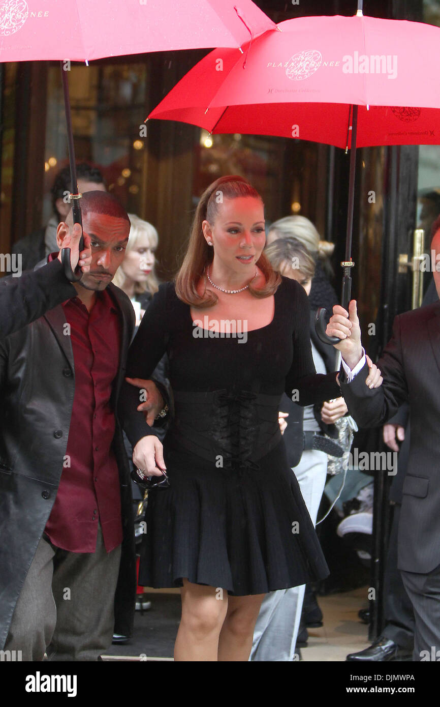 Mariah Carey is seen departing from the Plaza Athenee Hotel Paris