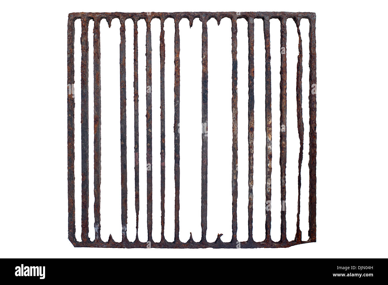 Isolated old, rusty prison grating. Stock Photo