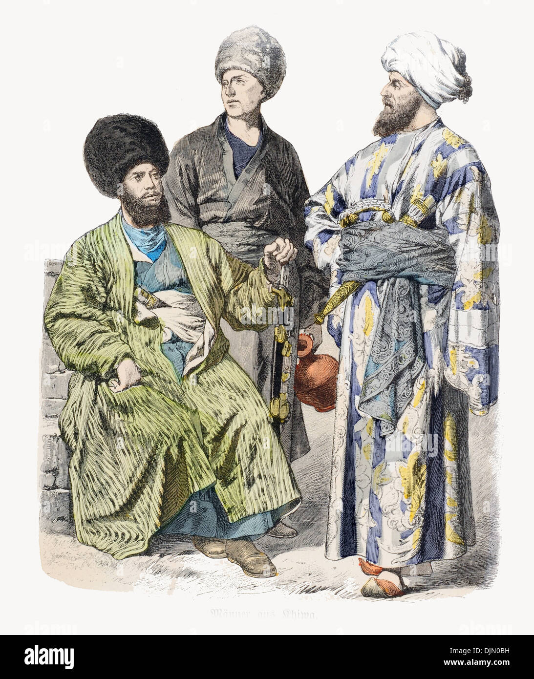 19th century XIX 1800s Men of Khiva Uzbekistan Stock Photo