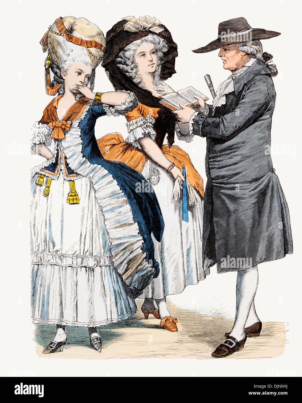 Late18th century XVIII 1700s French  Gentry Stock Photo