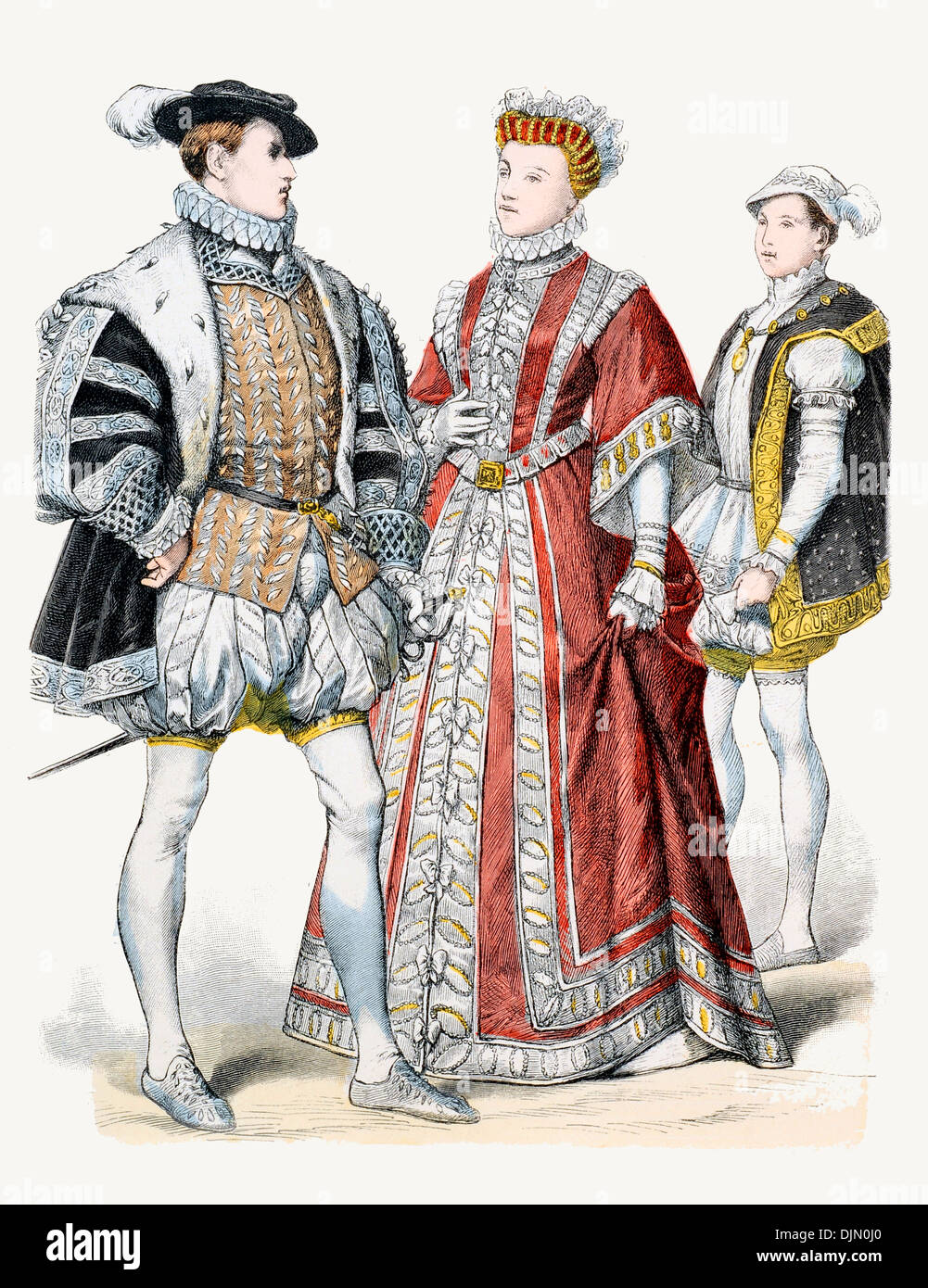 16th Century XVI 1500s France Left to right Francis II, Elizabeth Daughter of Henry II,Francis II as Dauphin. Stock Photo
