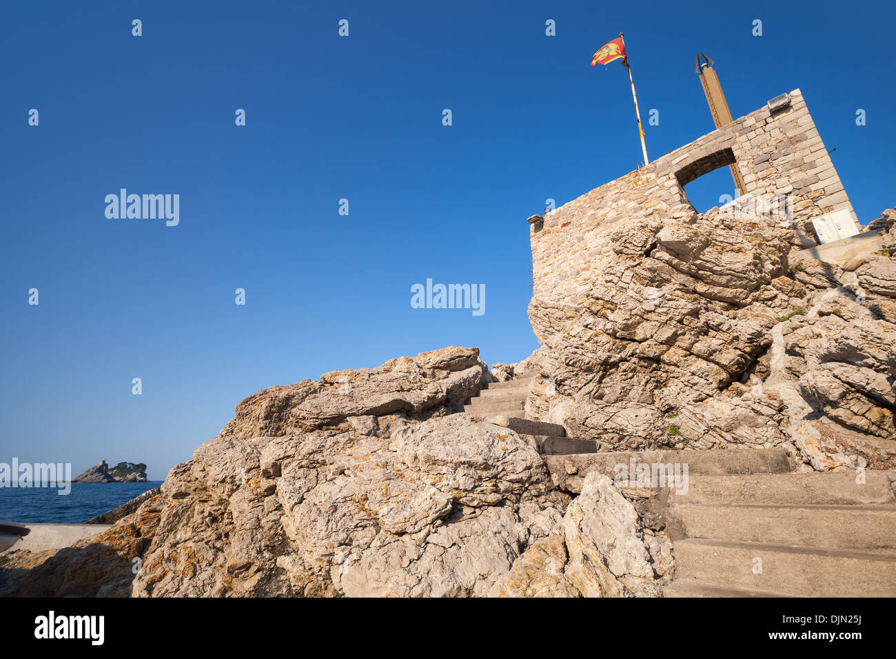 Coastal Venetian fortress Castello in Petrovac, Montenegro Stock Photo