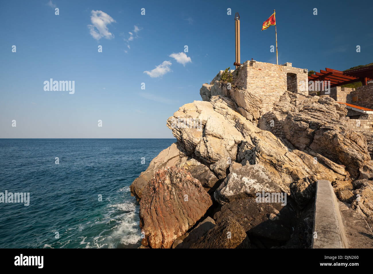 Castello, coastal Venetian fortress in Petrovac town, Montenegro Stock Photo