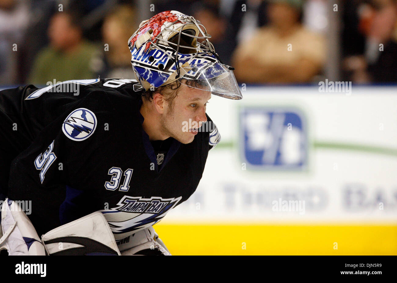 Mar 25, 2008 TAMPA, Florida, USA Tampa Bay Lightning goalie KARRI