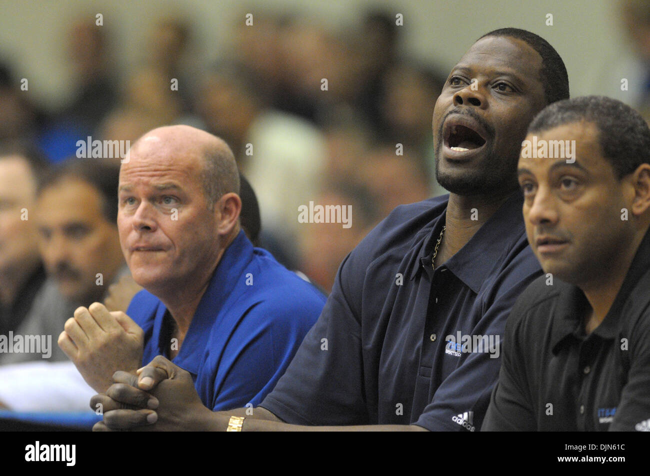 Jul 09, 2008 - Orlando, Florida, USA - Orlando Magic assistant head coach, and retired Hall of Fame basketball player, PATRICK EWING, second from right, leads their summer league team as acting head coach during a game against the Chicago Bulls summer league team at the RDV Sportsplex in Maitland, Florida, July 9, 2008. (Credit Image: © Phelan Ebanhack/ZUMA Press) Stock Photo