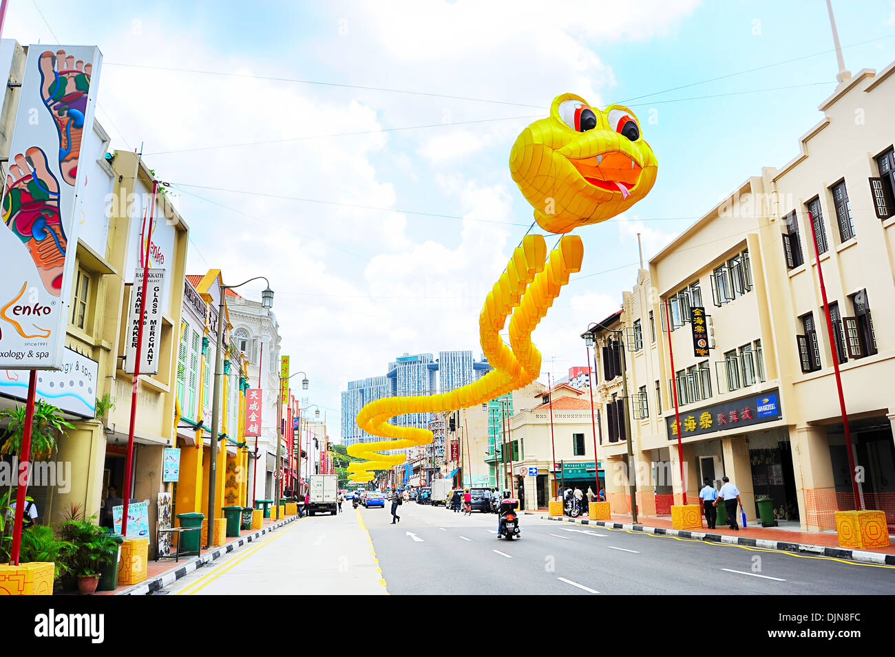 Chinatown street at day in Singapore. Stock Photo