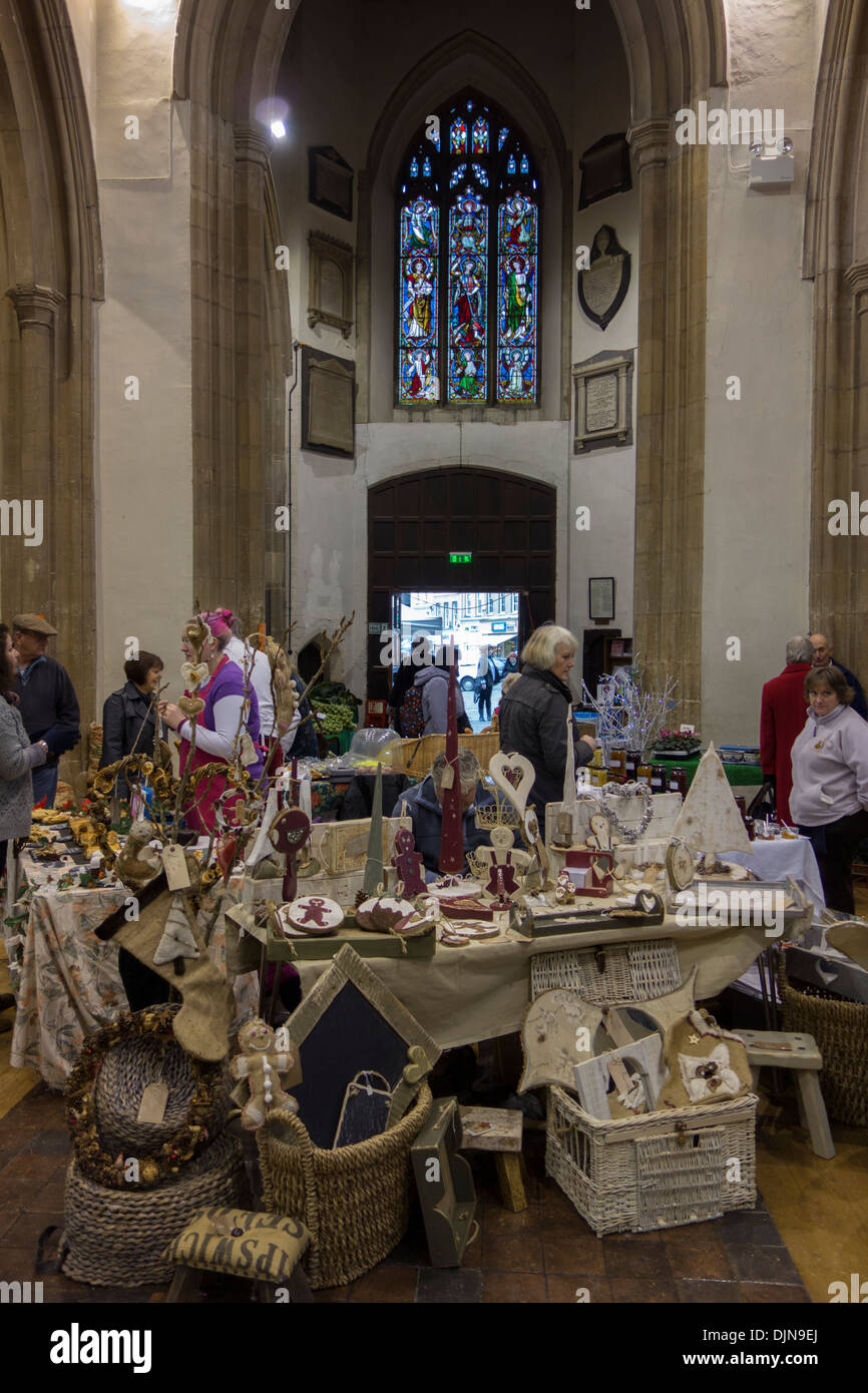 A craft fair inside the deconsecrated church of St Peter's in Sudbury