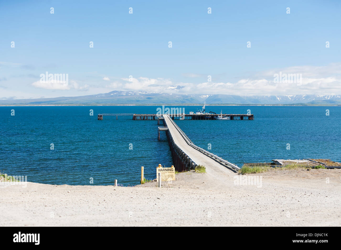 The dock at the town of Cold Bay on the Alaska Peninsula stretching out