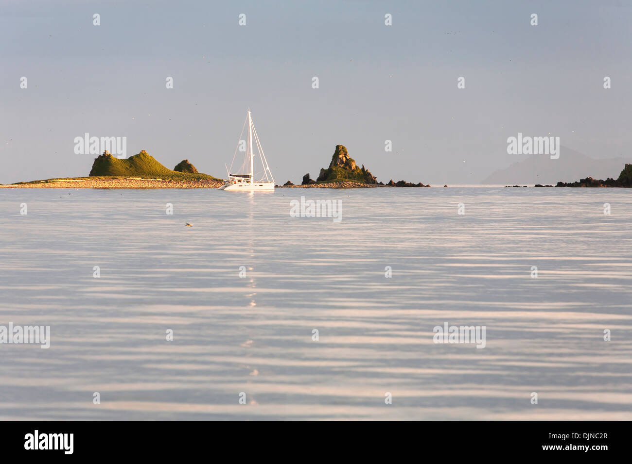 Sailboat Near Amagat Island Between Morzhovoi Bay And Cold Bay On The