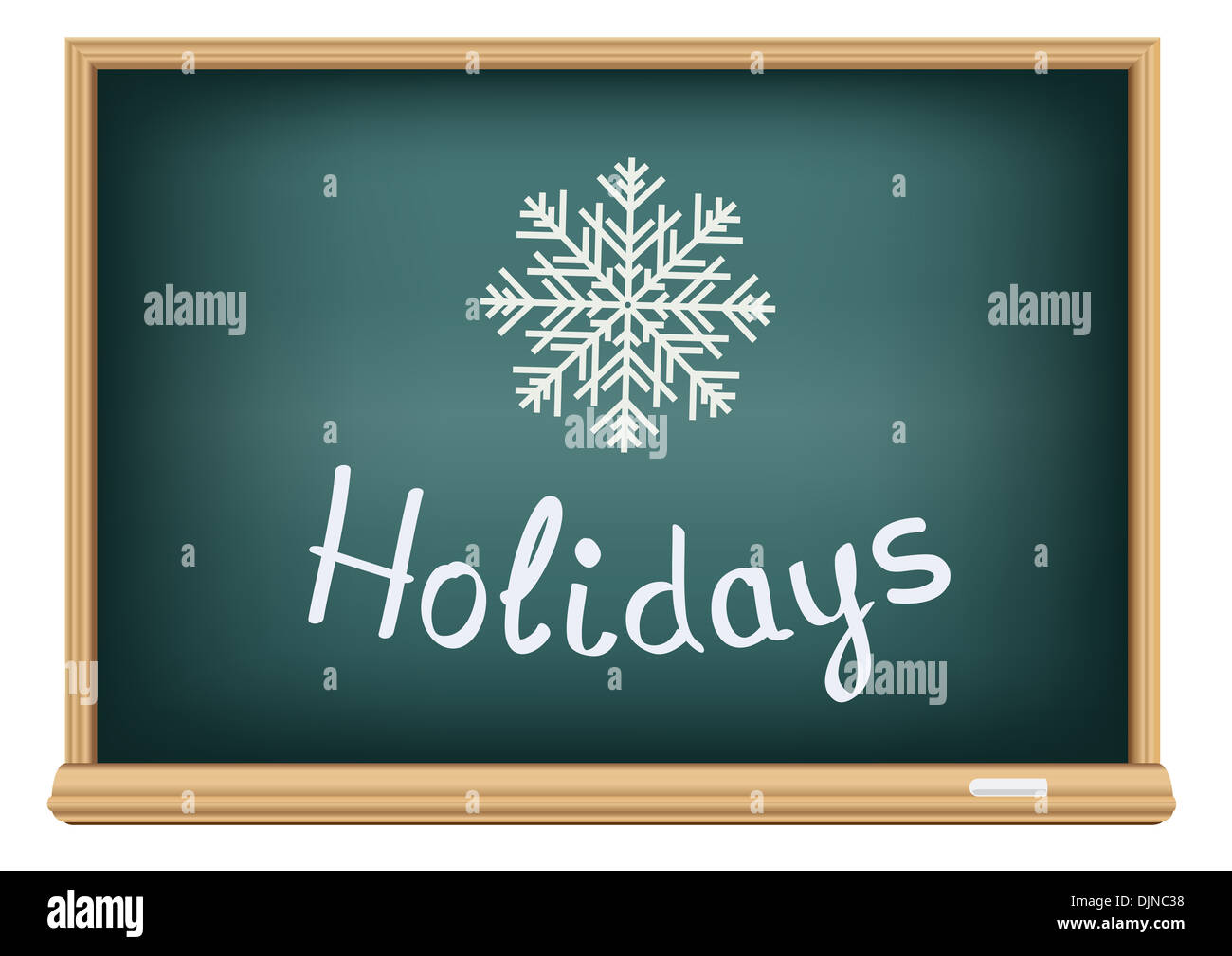 Text message on the school blackboard that represent the winter holidays Stock Photo