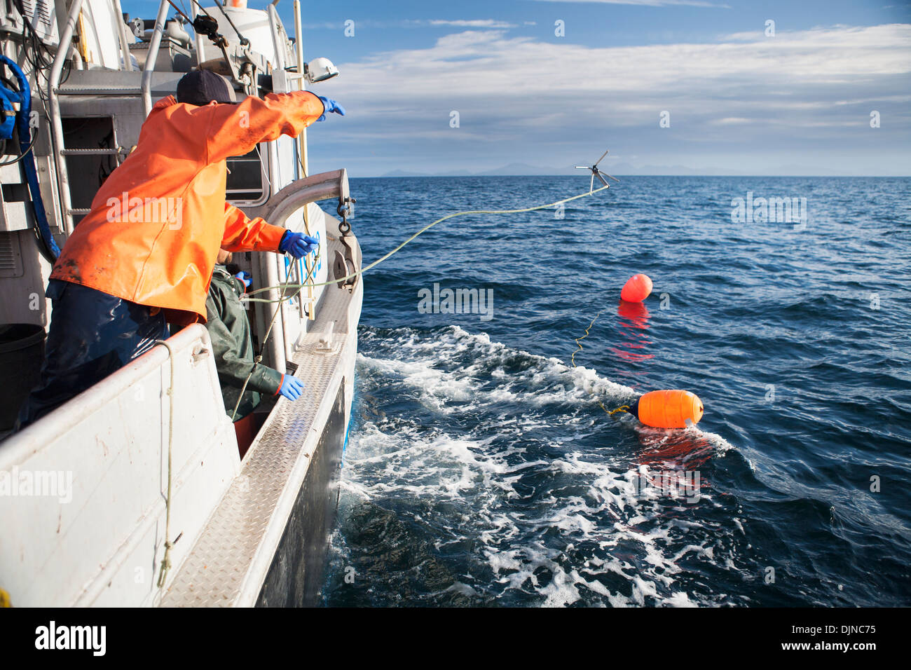 Keith Bell Preparing To Haul The Halibut Longline Gear Aboard The F/V