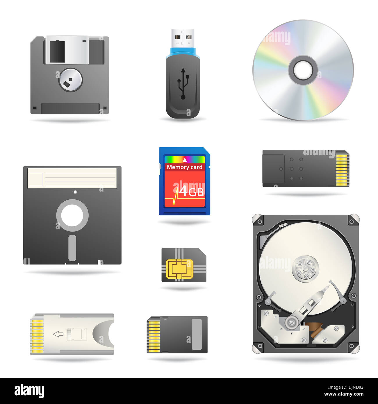 Digital data devices icon set isolated on the white background Stock