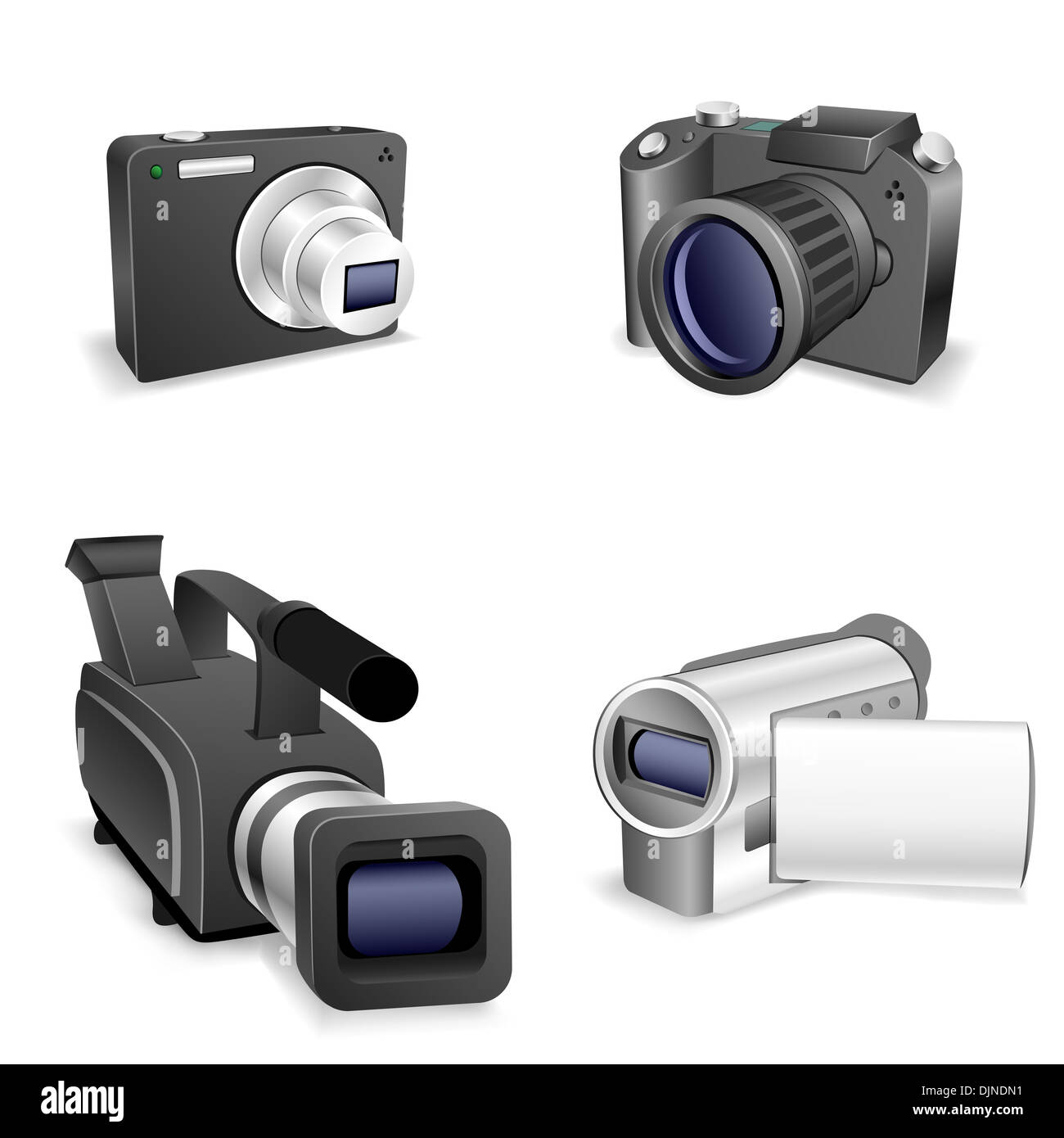 The collection of cameras isolated on a white background Stock Photo ...