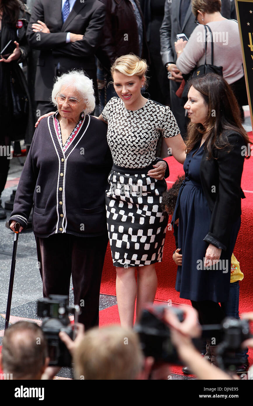 Scarlett Johansson Melanie Johansson grandmother Actress Scarlett Johansson is honored with a star on Hollywood Walk Of Fame Stock Photo