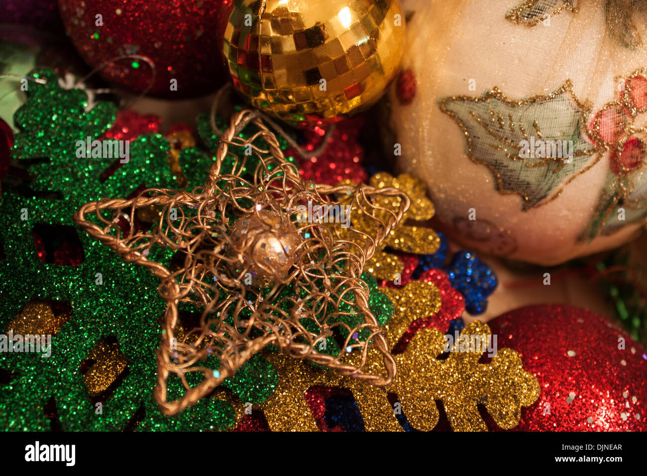 Christmas and New Years baubles close-up Stock Photo