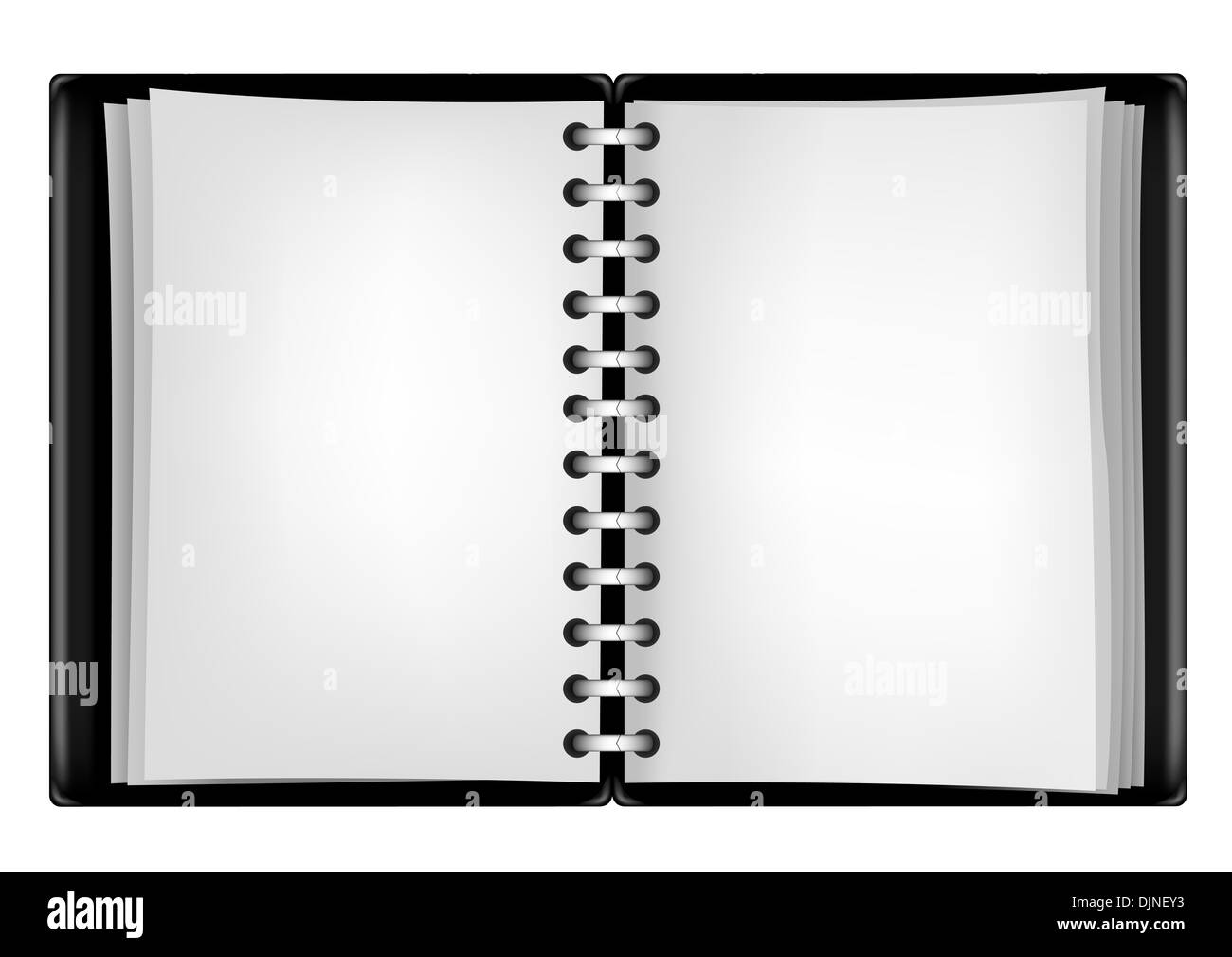 Black open notepad isolated on the white background Stock Photo